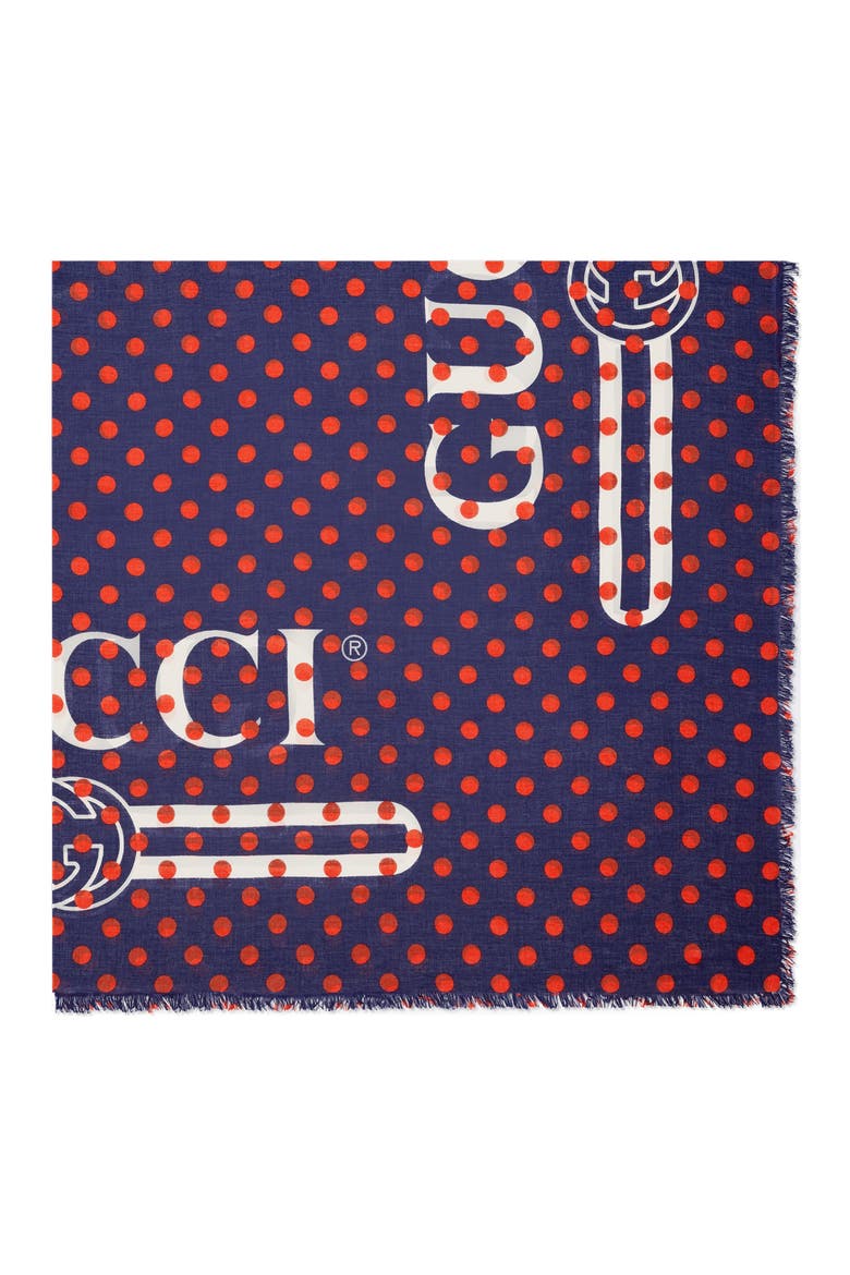 Logo Polka Dot Modal & Silk Scarf, Alternate, color, SAPPHIRE/ RED