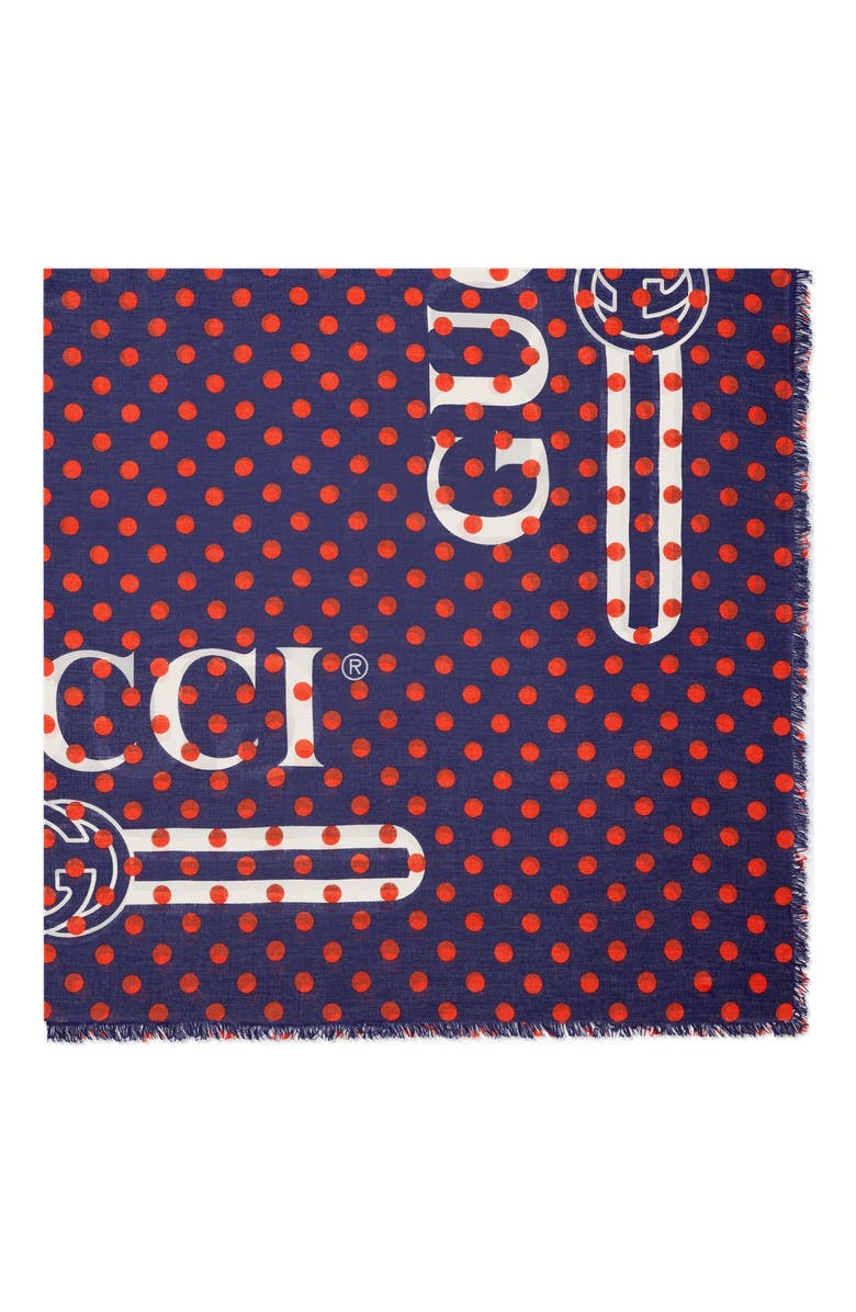 Gucci Logo Polka Dot Modal & Silk Scarf, Alternate, color,