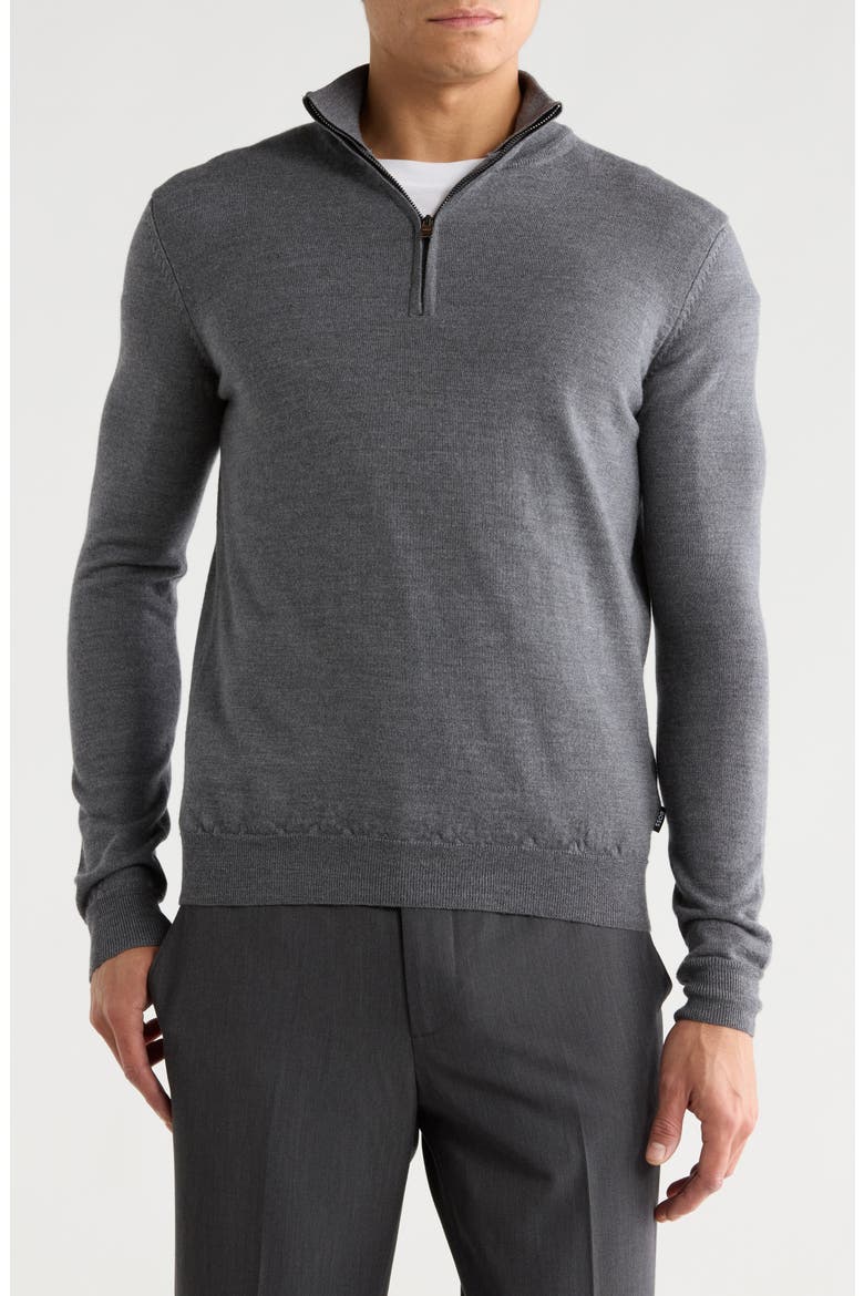 Birger Virgin Wool Quarter Zip Sweater, Main, color, MEDIUM GREY