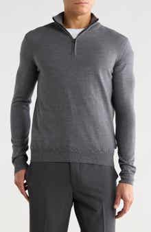 BOSS Birger Virgin Wool Quarter Zip Sweater