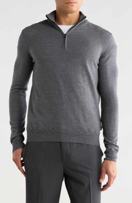 BOSS Birger Virgin Wool Quarter Zip Sweater