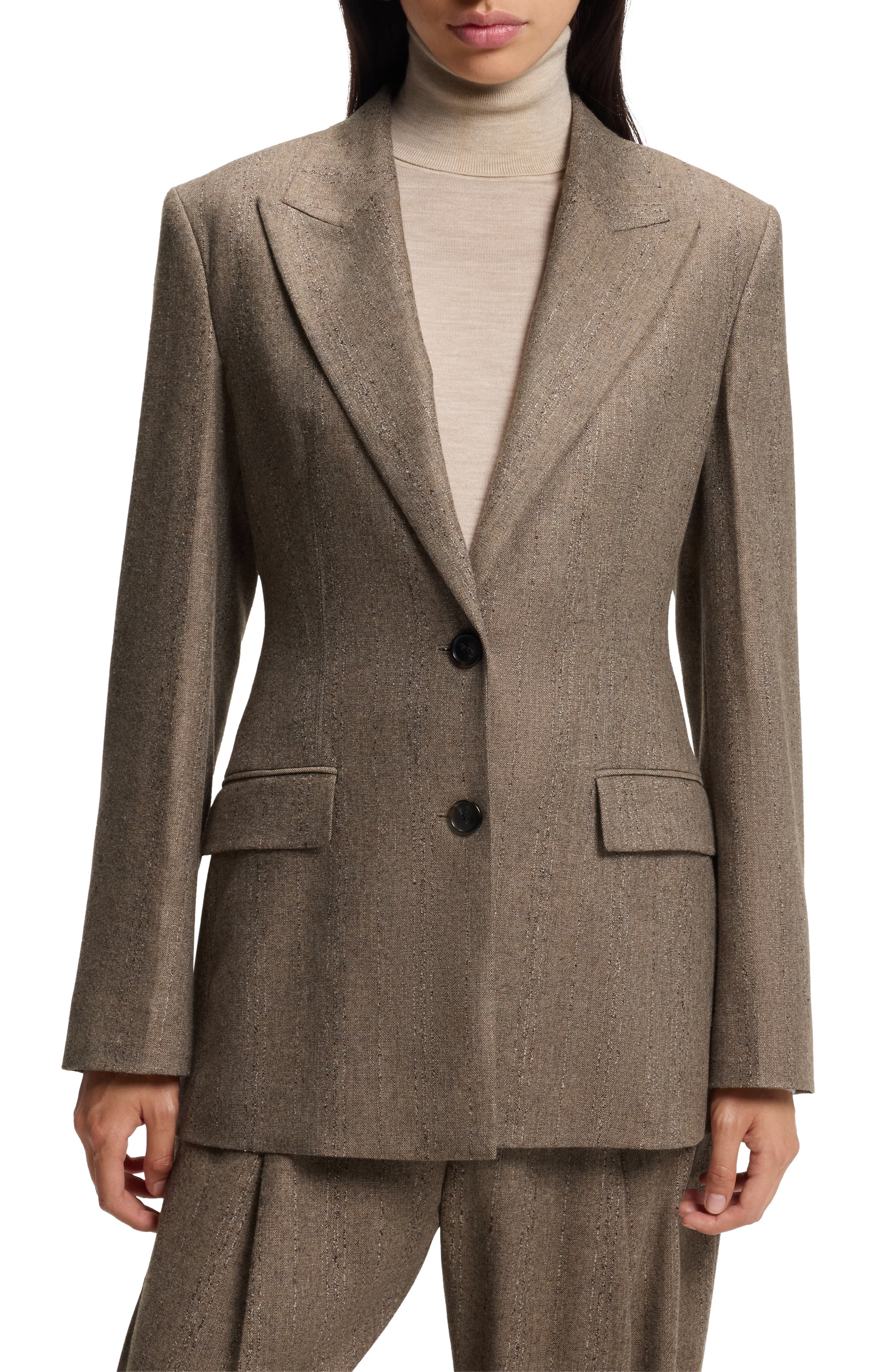 selected BEIGE MELANGE STRIPE
