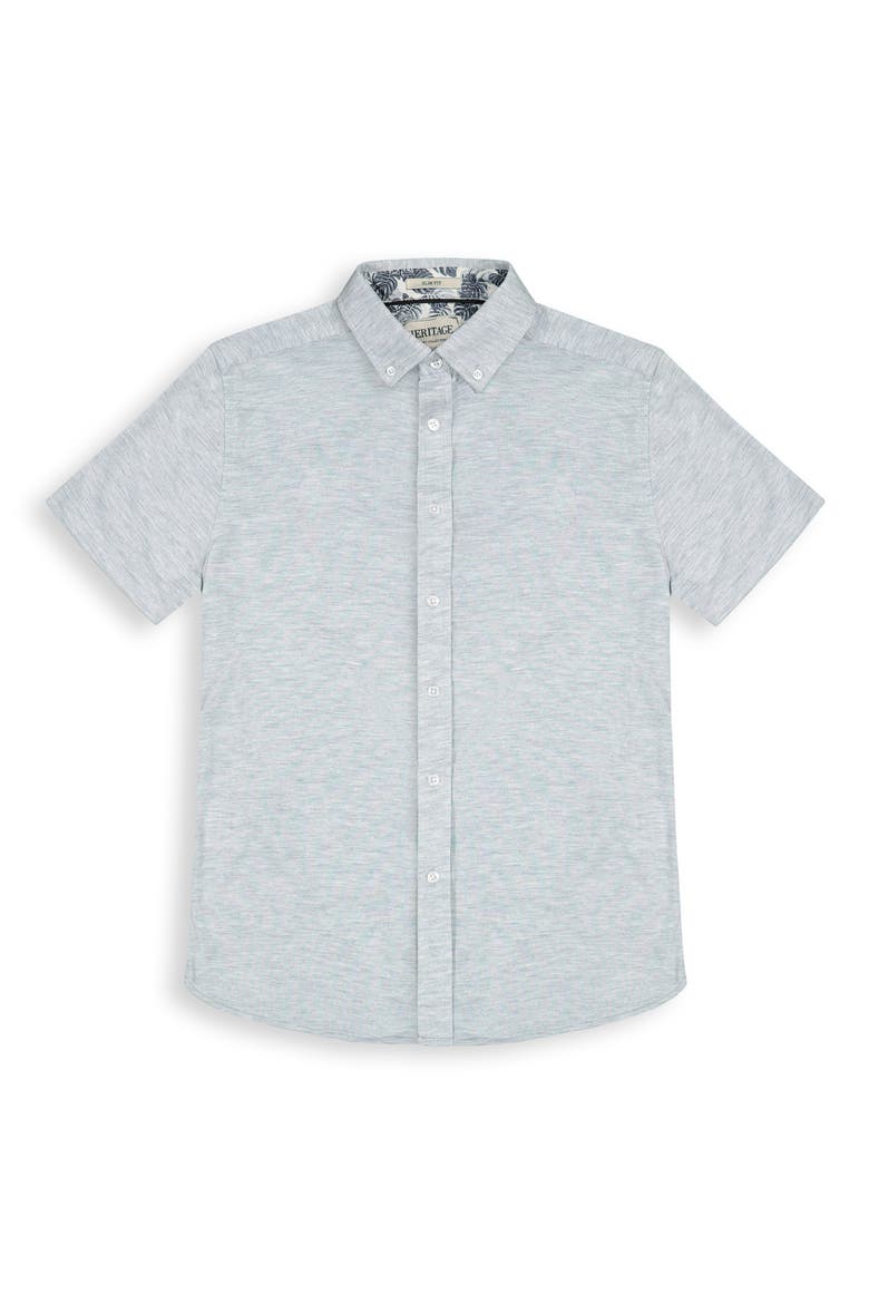 Trav Short Sleeve Hidden Button-Down Shirt, Alternate, color, LIGHT GREY