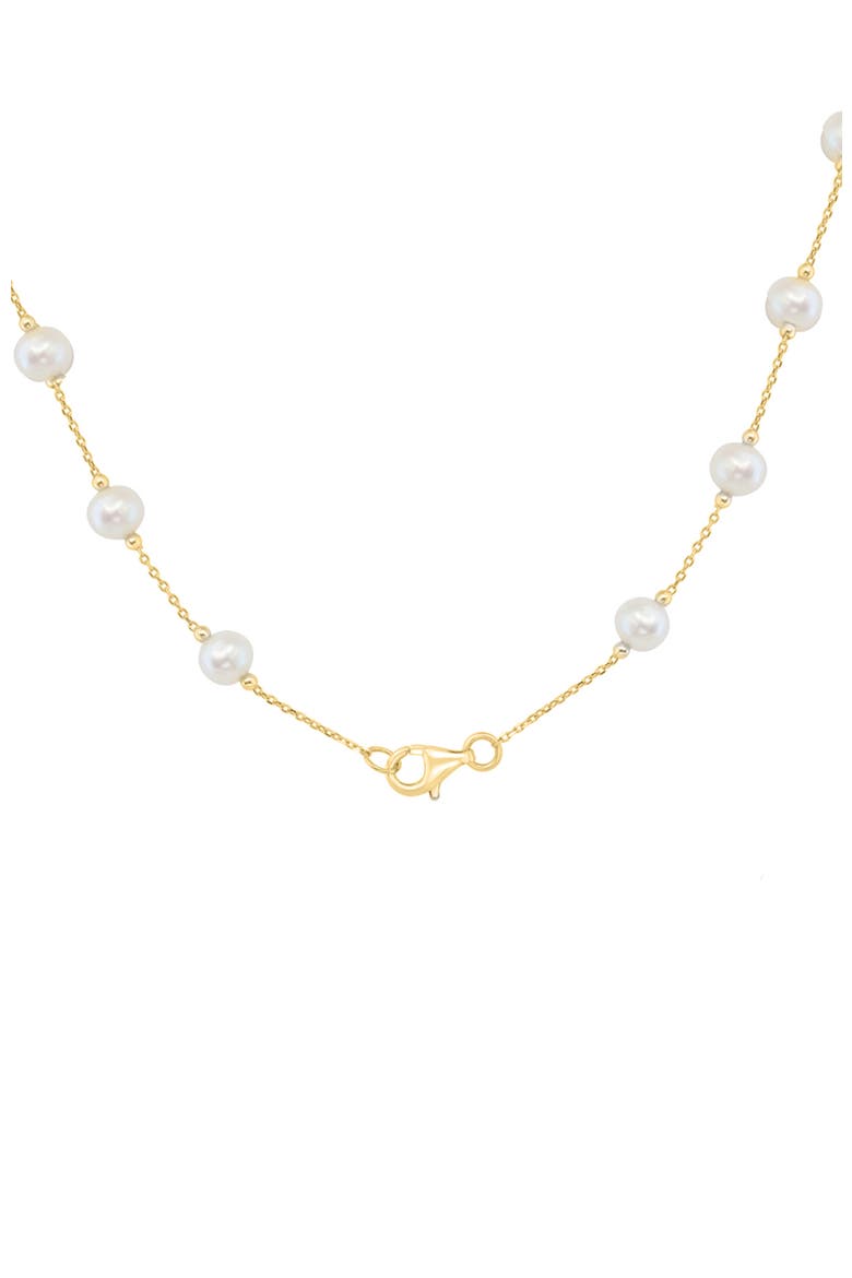 14K Yellow Gold Mother-of-Pearl & Freshwater Pearl Clover Station Necklace, Alternate, color, 14K Gold