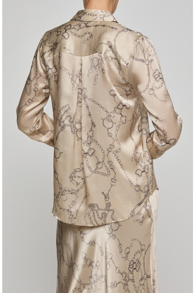 Tyler Long Sleeve Silk Button-Up Shirt, Alternate, color, SOFT MACADAMIA HORSEBIT CHAIN
