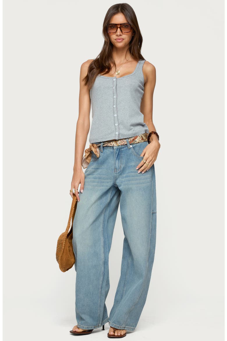 Gwenne Pointelle Stitch Button-Up Tank, Alternate, color, GRAY-MELANGE