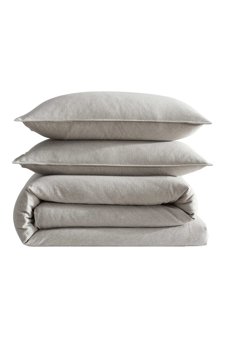 Mélange Flannel Comforter & Sham Set, Main, color, NATURAL