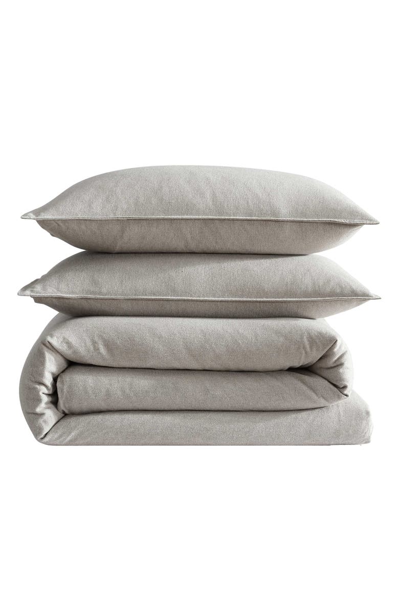 Calvin Klein Mélange Flannel Comforter & Sham Set, Main, color, Natural