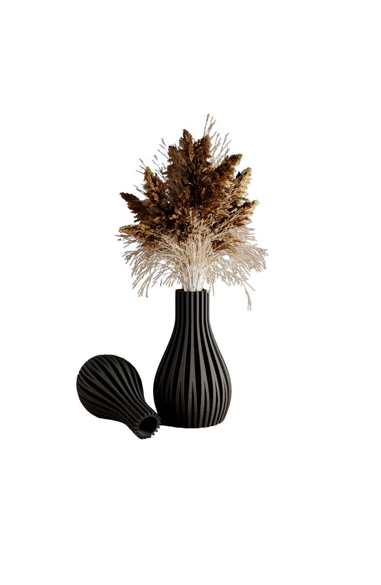 Modernized Pottery Willow Vase, Main, color, Midnight Black - 8"