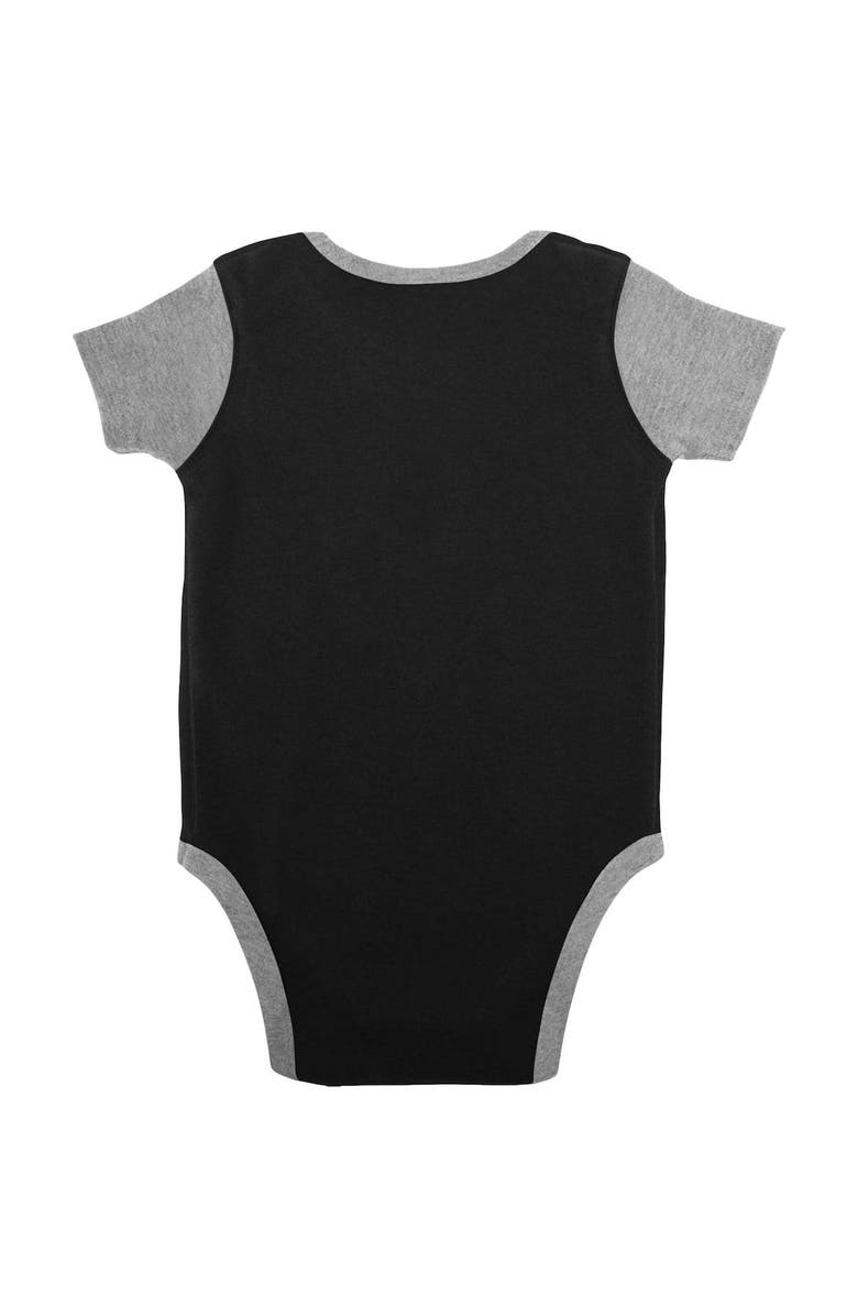 Outerstuff Newborn & Infant Black/Heather Gray Las Vegas Raiders Home Field Advantage Three-Piece Bodysuit, Bib & Booties Set, Alternate, color, Black