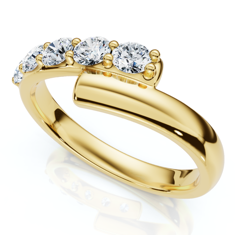 Bypass 3/8Ct Diamond Fashion Anniversary Ring 14k Gold Lab Grown