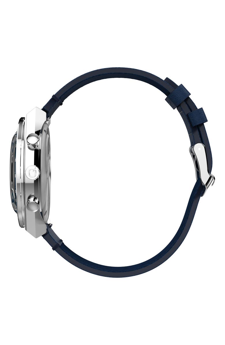 Timex<sup>®</sup> Q Timex Chronograph Leather Strap Watch, 40mm, Alternate, color, Black