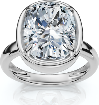 Certified 4Ct Cushion Diamond Bezel Prong Engagement Ring 14k Gold Pt Lab Grown