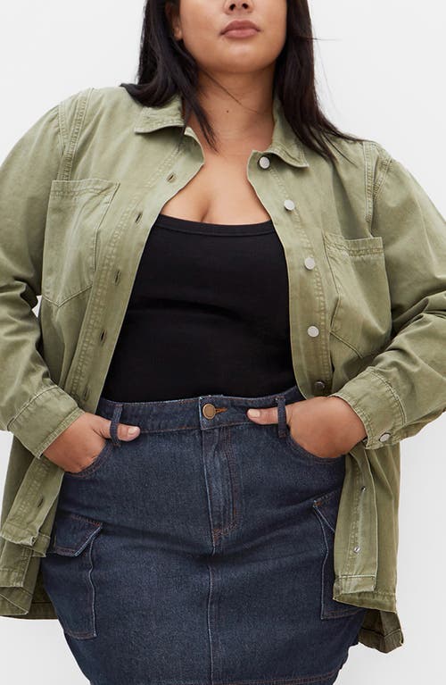 City Chic Liv Cotton Shirt Jacket In Khaki