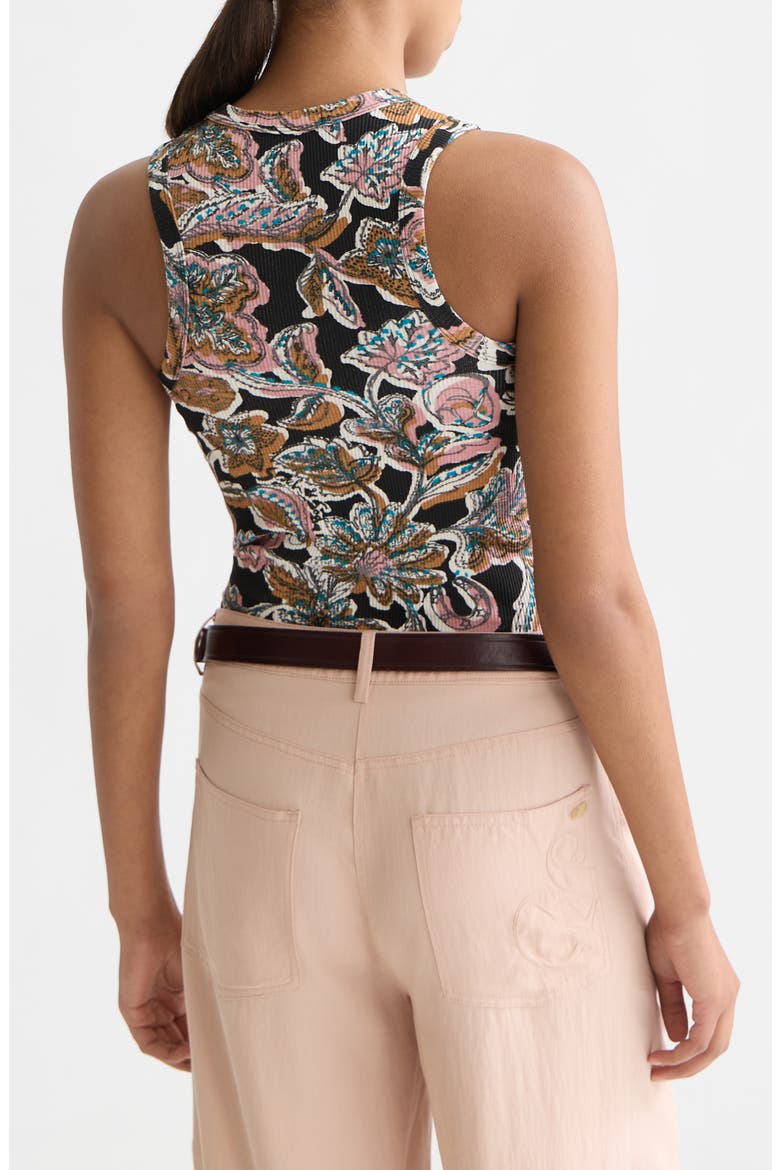 Floral Cotton Rib Tank, Alternate, color, LUCKY BANDANA MULTI METEORITE