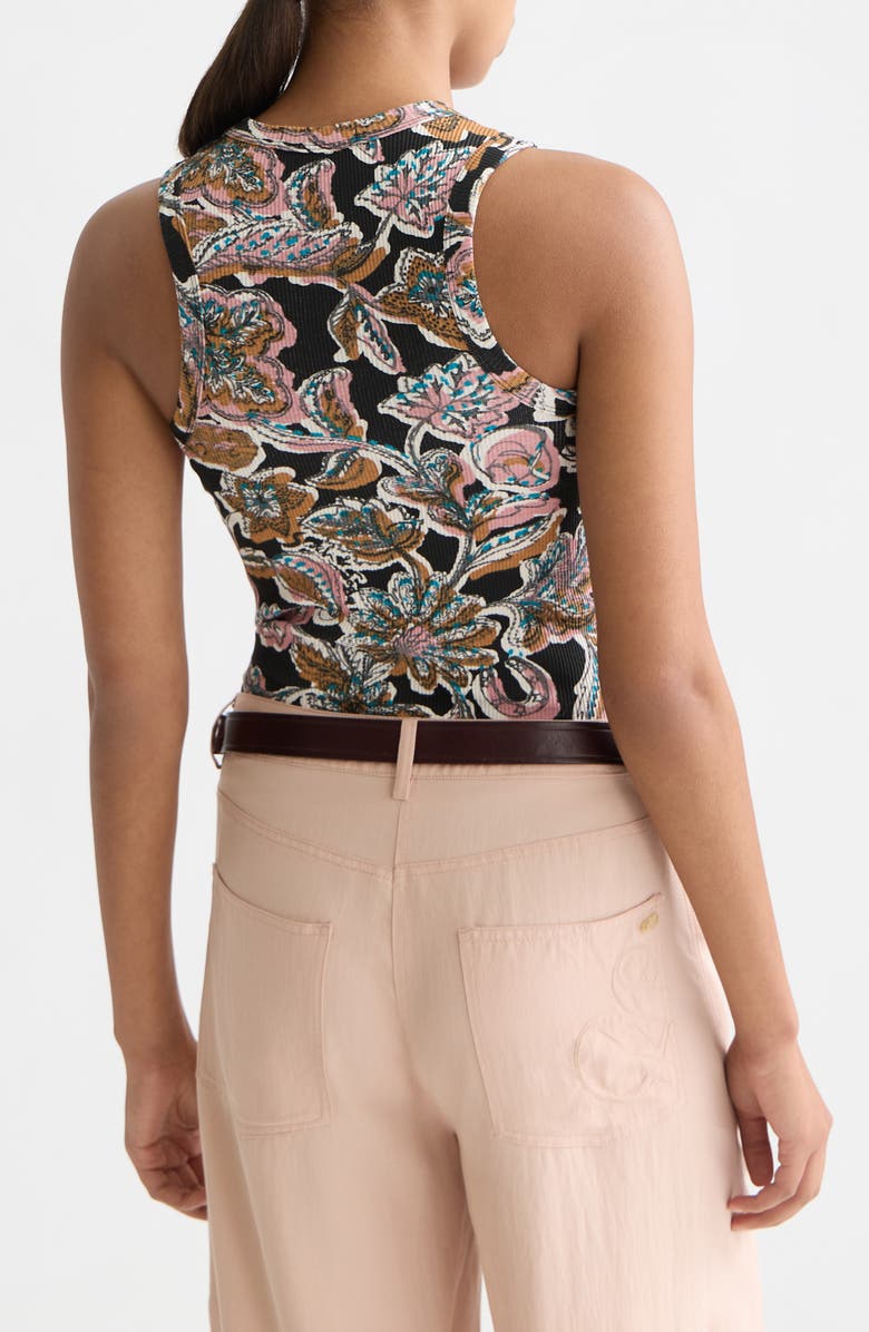 Scotch & Soda Floral Cotton Rib Tank, Alternate, color, Lucky Bandana Multi Meteorite