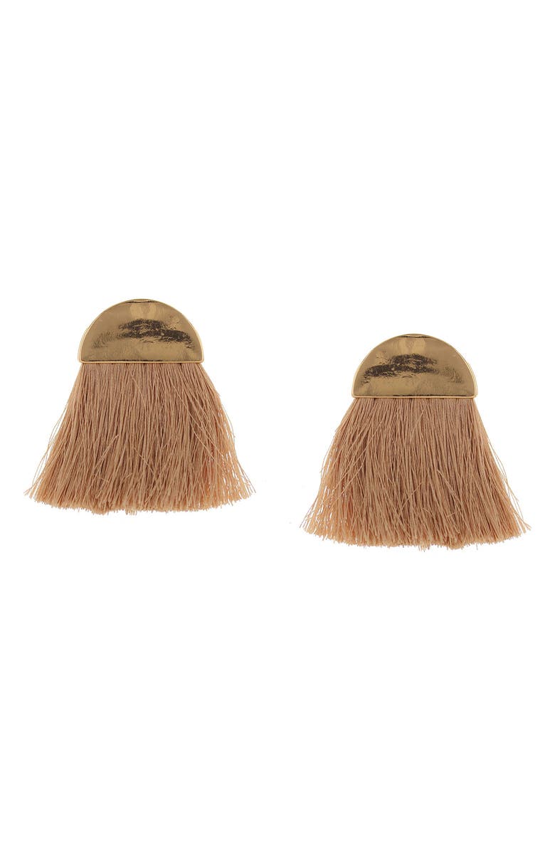 OLIVIA WELLES Sabina Tassel Earrings, Main, color, Gold / Taupe