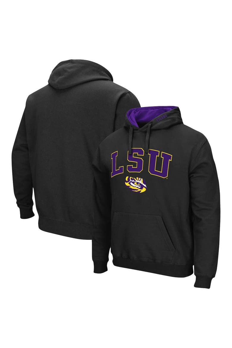 Men's Colosseum Black LSU Tigers Arch & Logo 3.0 Pullover Hoodie, Main, color, Black