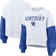 Nike Women's Nike White Kentucky Wildcats Color-Block Oversized Cropped Pullover Sweatshirt