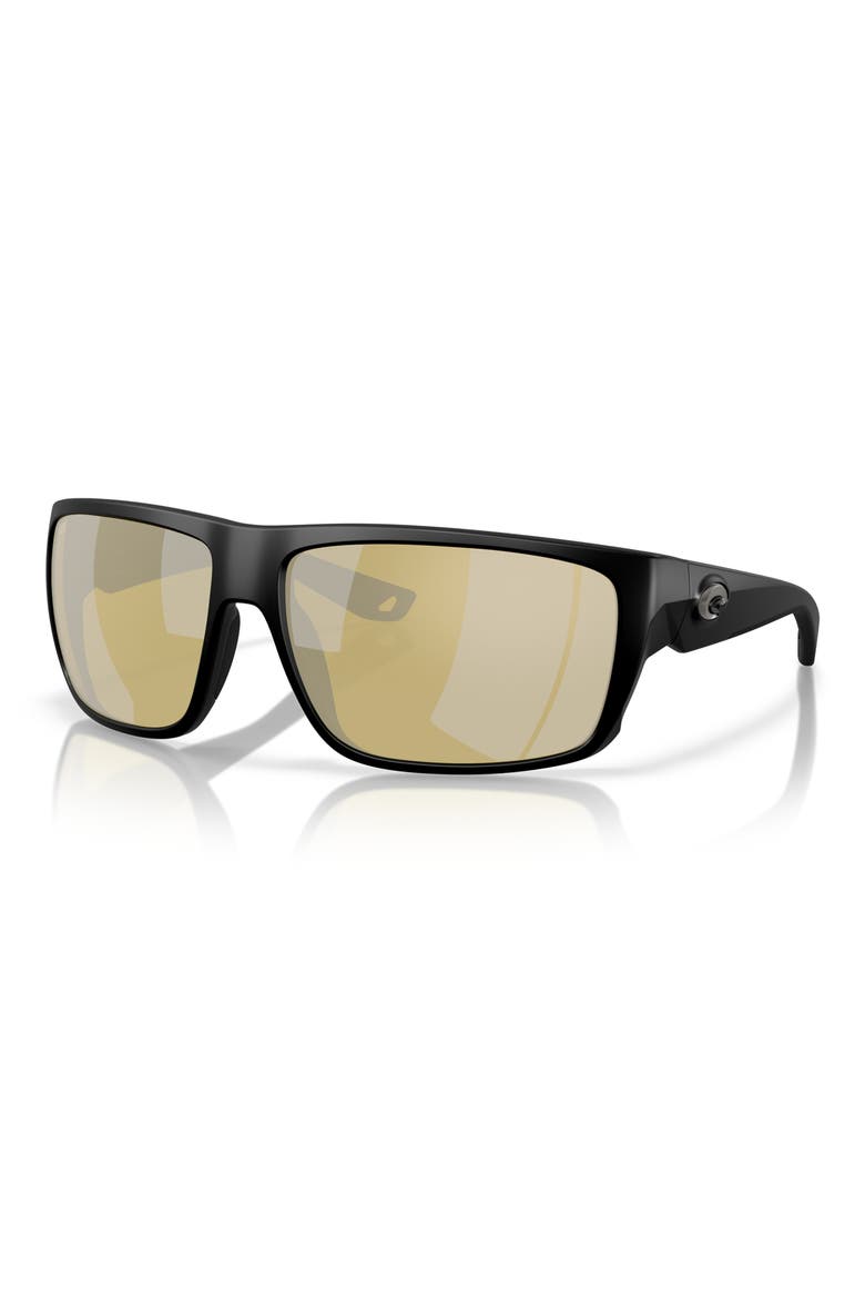 64mm Polarized Rectangular Sunglasses, Alternate, color, BLACK/ SUNRISE SILVER 580G