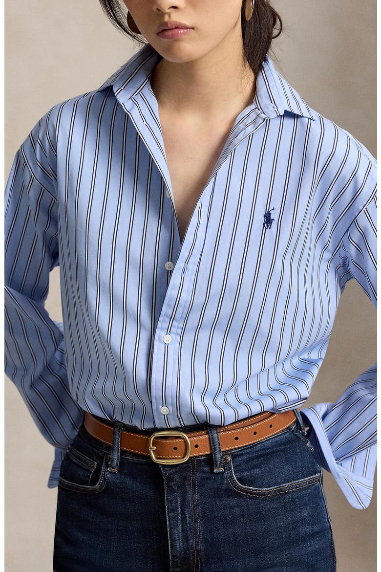 Relaxed Fit Striped Cotton Shirt, Alternate, color, 2062 LT BLUE-WHITE MUL