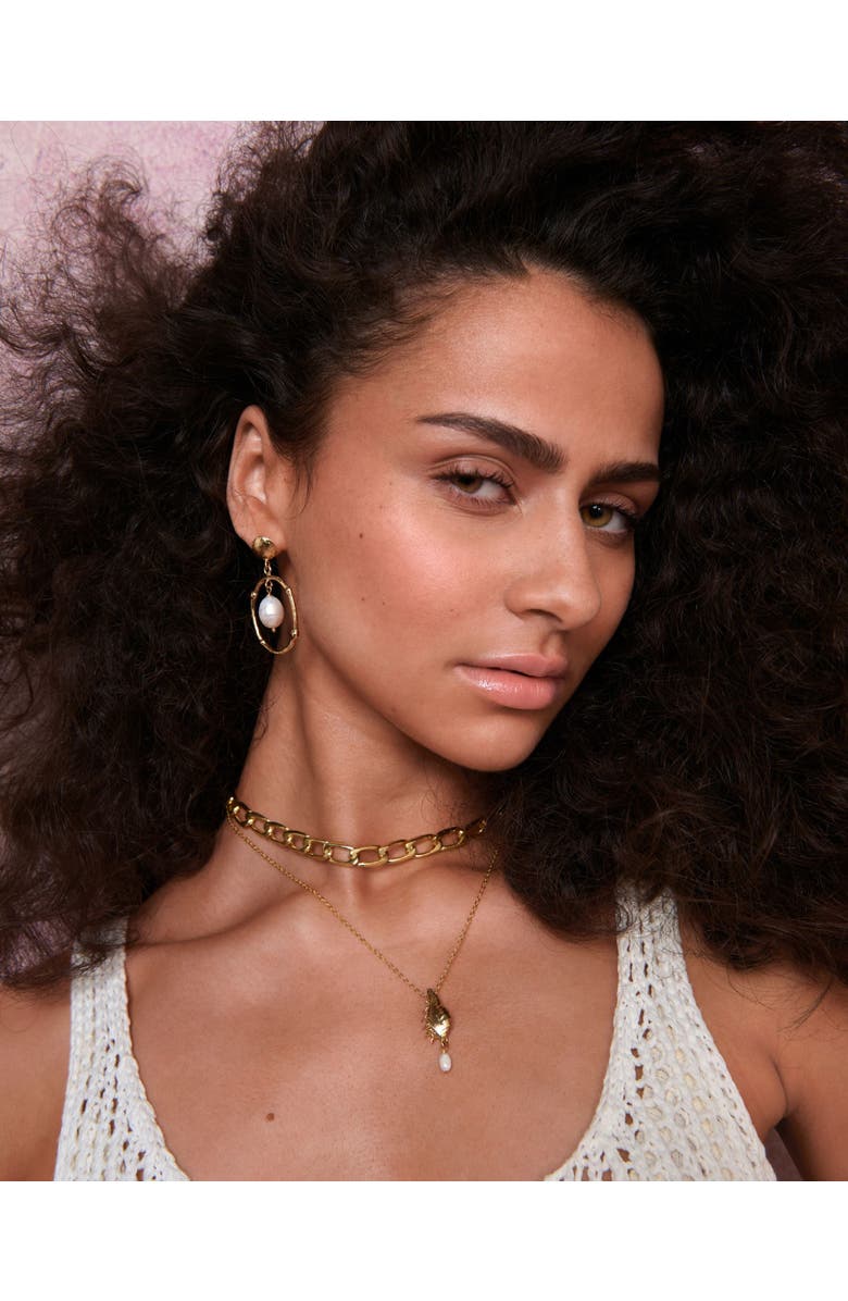 Ottoman Hands Sloane Drop Stud Earrings, Alternate, color, Brass