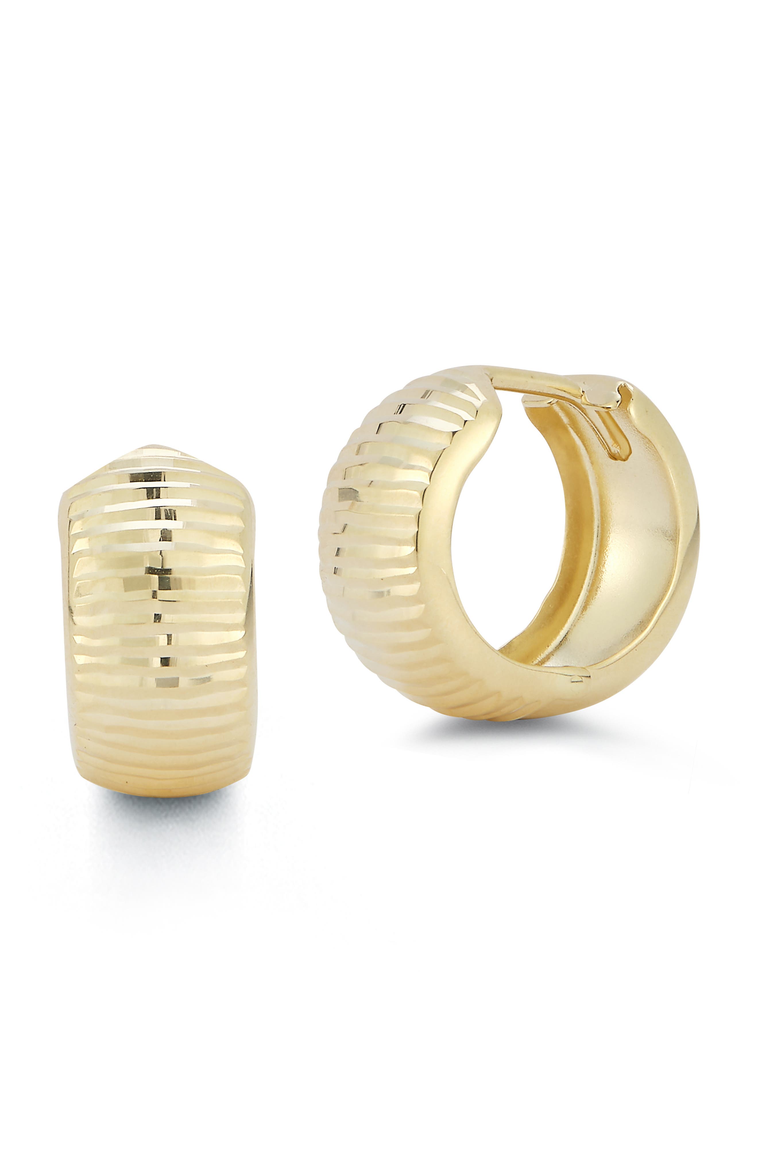 Ember Fine Jewelry 14K Gold Ribbed Hoop Earrings
