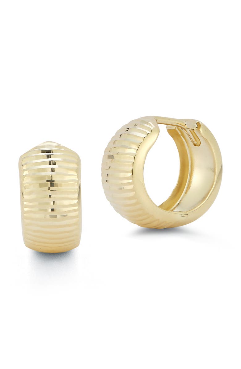 Ember Fine Jewelry 14K Gold Ribbed Hoop Earrings, Main, color, Gold