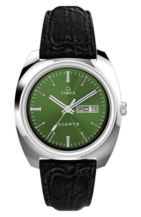 Q 1978 Leather Strap Watch, 37.5mm