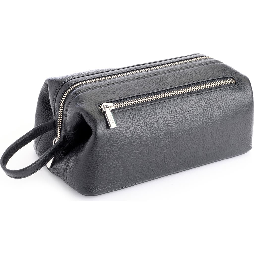 Royce New York Leather Toiletry Bag In Black