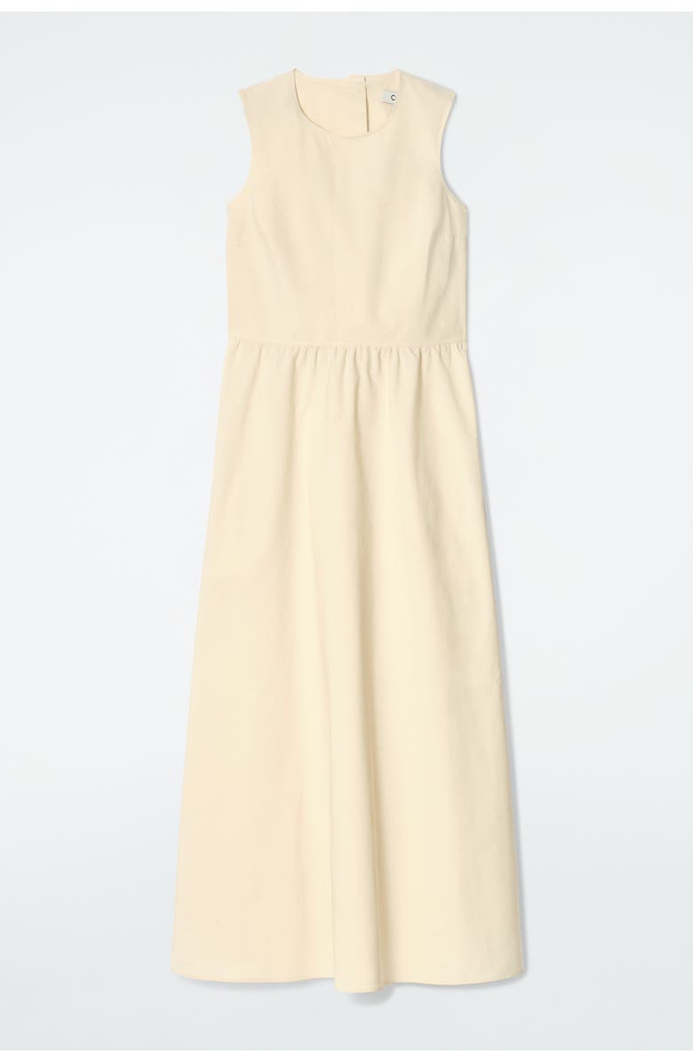 COS Open-Back Cotton Maxi Dress, Main, color, Buttermilk