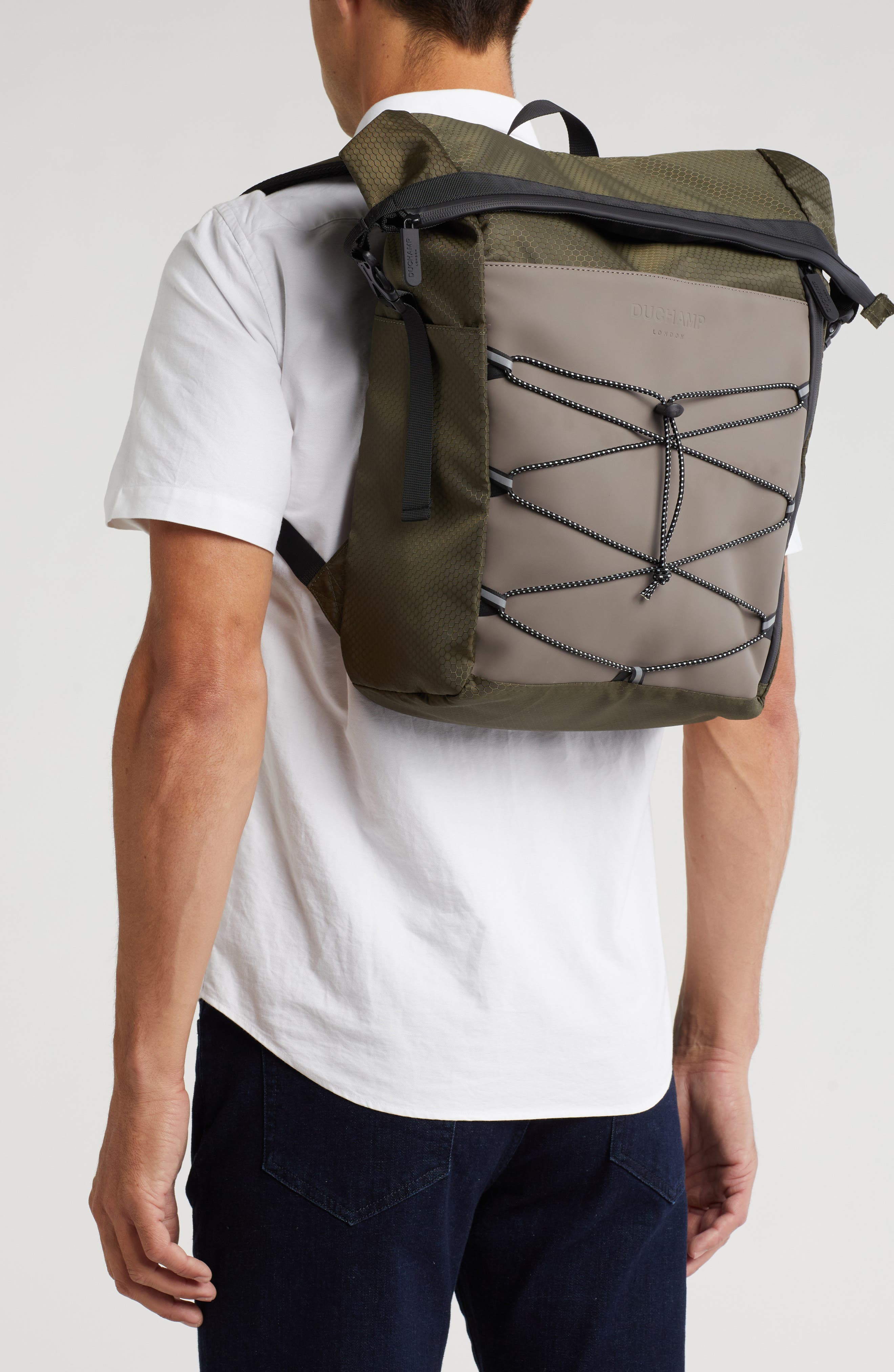 Ripstop Rubberized Rolltop Backpack, Alternate, color, GREEN TAUPE