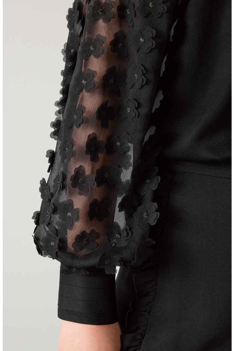 Gisella 3D Flower Chiffon Shirt, Alternate, color, BLACK