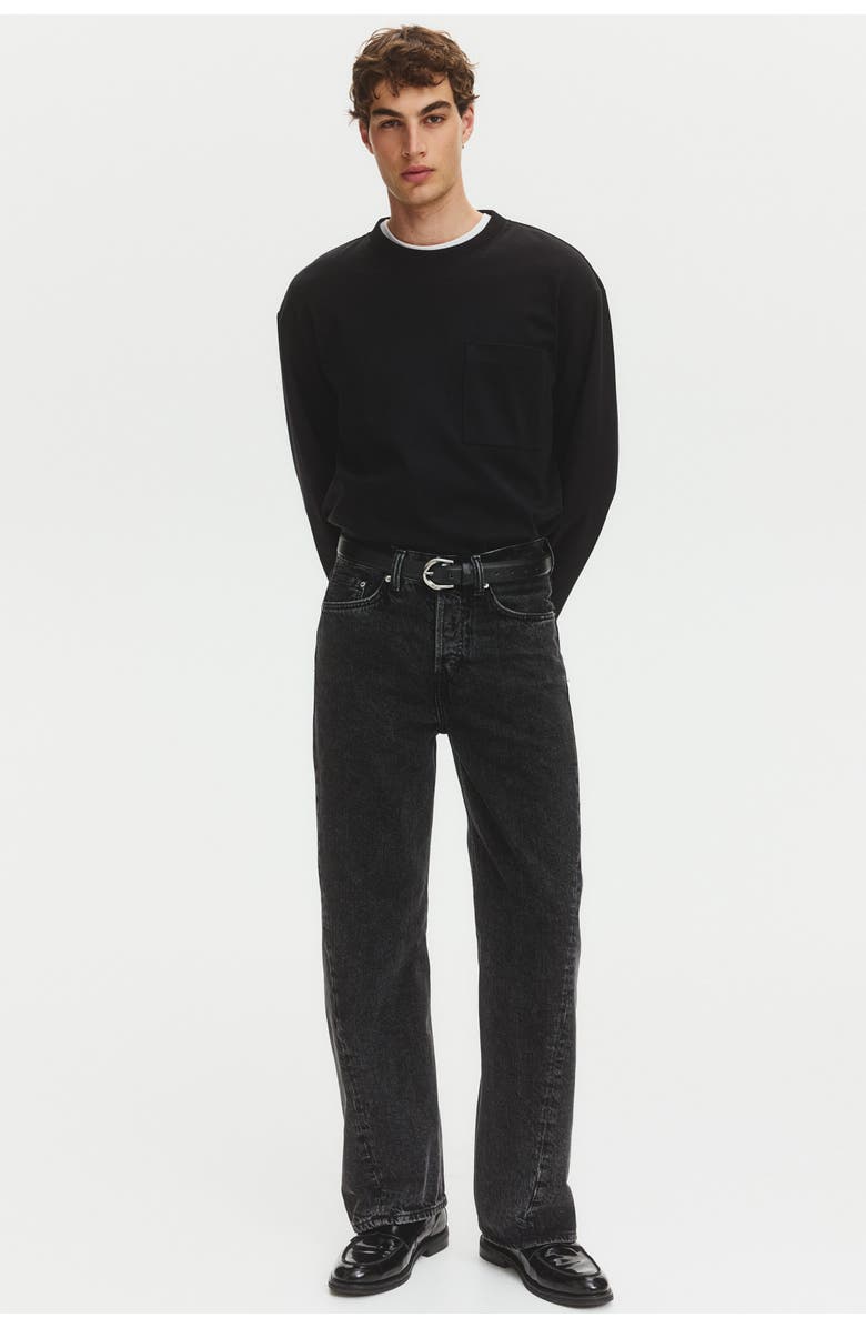 H&M Loose-fit straight twisted-leg jeans, Main, color, Denim Black