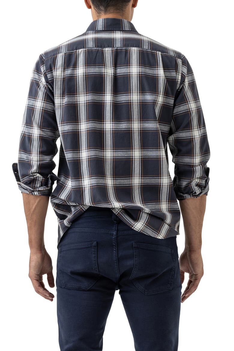 Glenene Plaid Button-Down Shirt, Alternate, color, MIDNIGHT