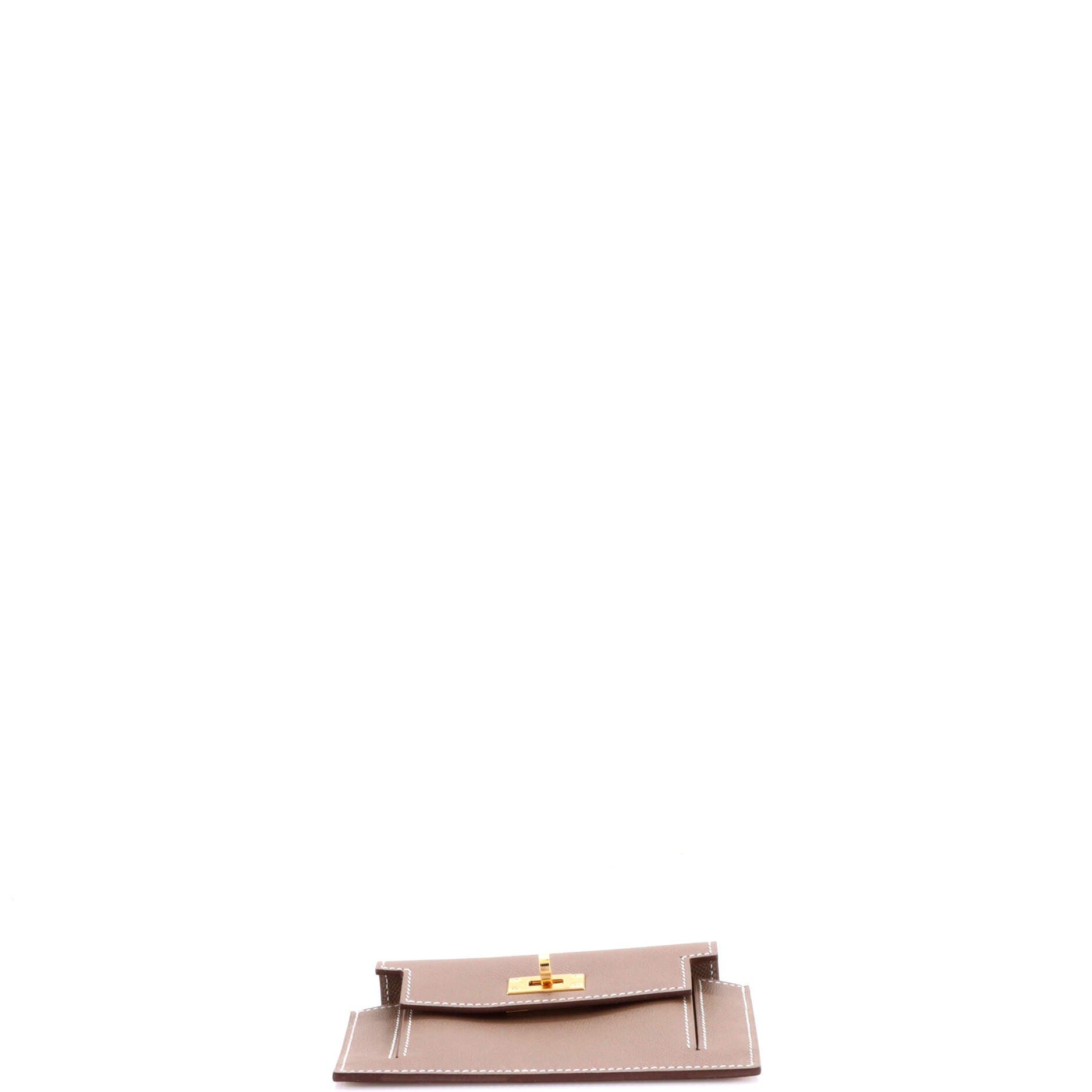 Pre-Owned Hermes Kelly Pocket Compact Wallet Epsom, Alternate, color, Etoupe