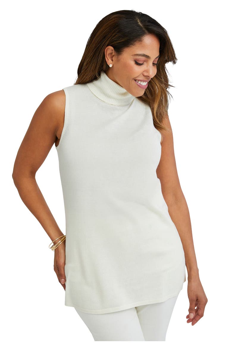 Carefree Cashmere Sleeveless Turtleneck Shell, Main, color, IVORY