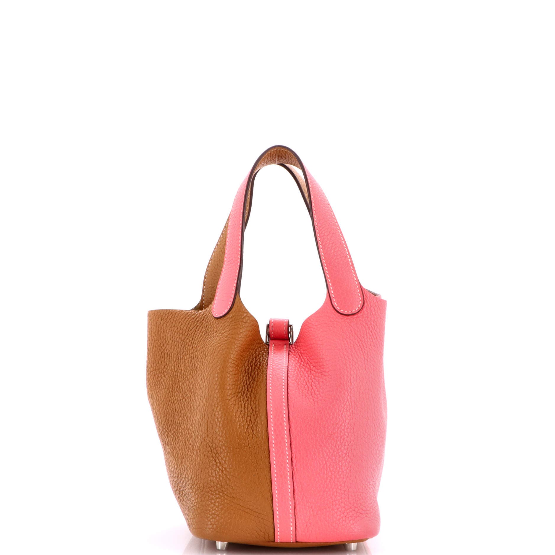 Pre-Owned Hermes Picotin Lock Bag Bicolor Clemence PM, Alternate, color, Casaque - Rose Azalee/Sesame