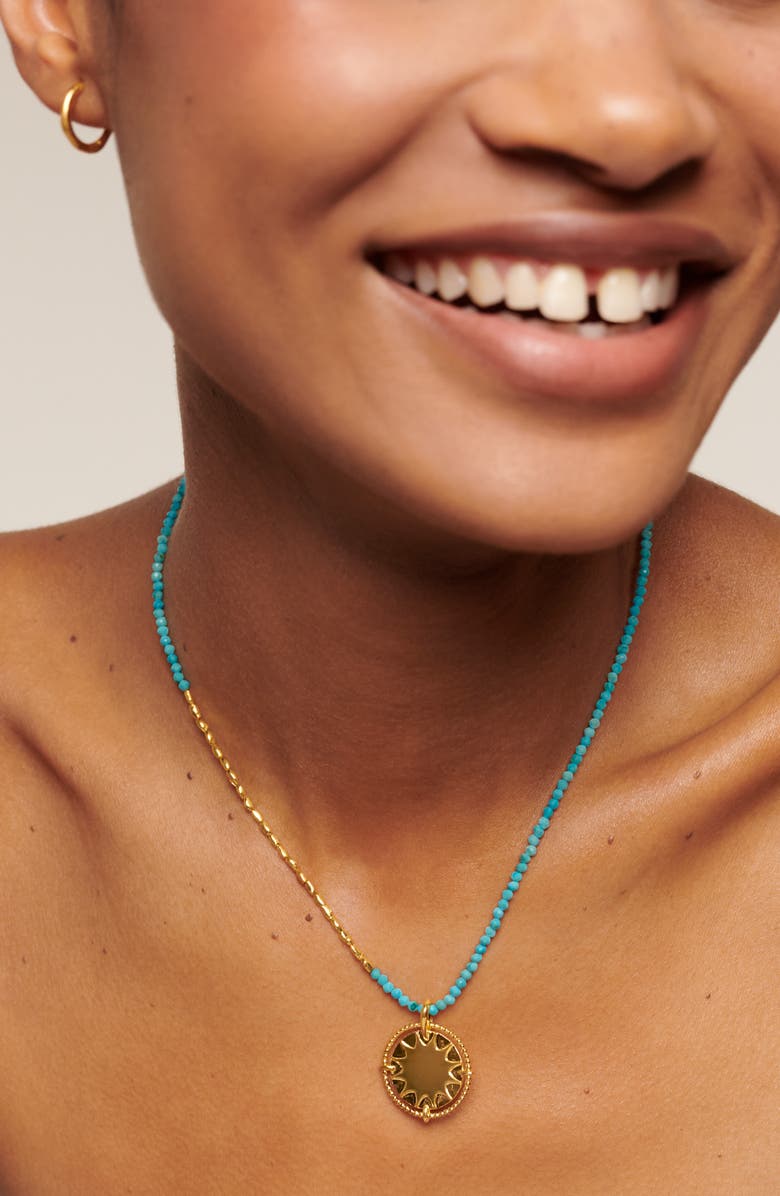 Monica Vinader Beaded Sun Pendant Necklace, Alternate, color, 18Ct Gold Vermeil / Turquoise