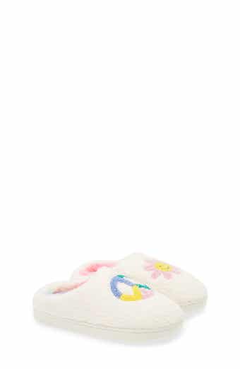 Harper Canyon Kids' Peace Flower Faux Fur Lined Faux Shearling Slipper
