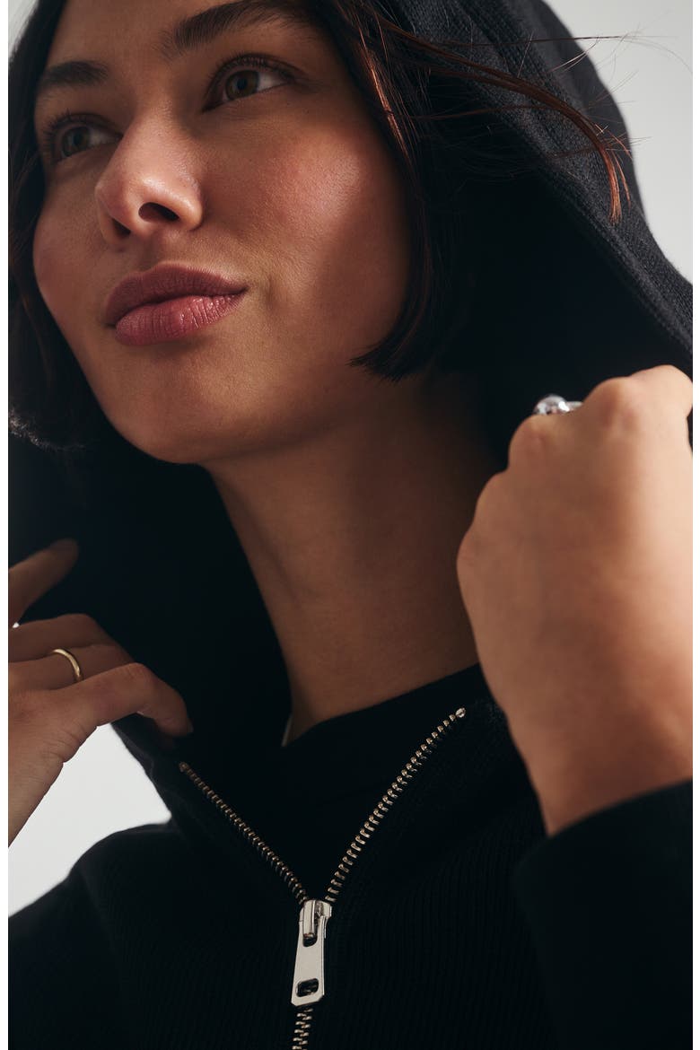 Crop Full Zip Hoodie, Alternate, color, BLACK