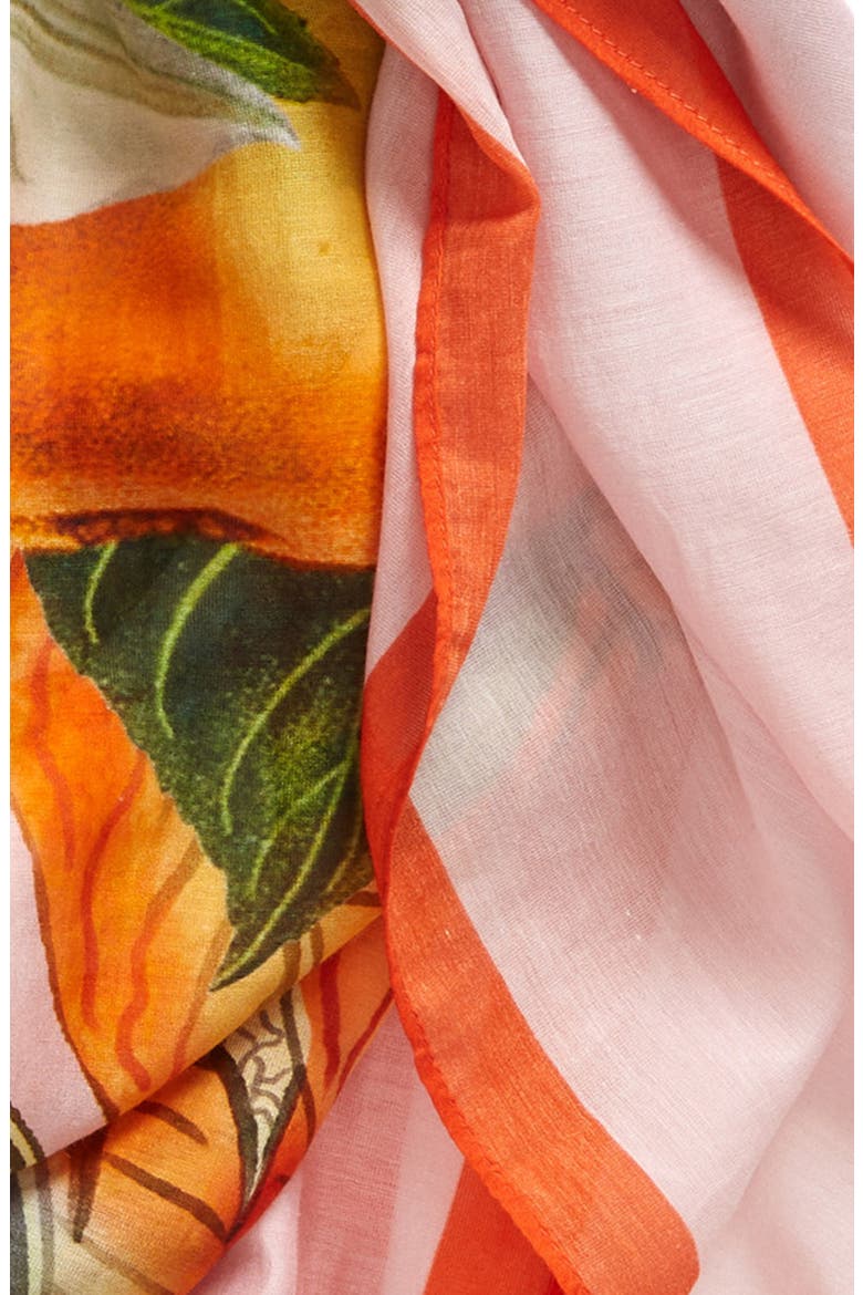 Orangerie Cotton & Silk Square Scarf, Alternate, color, PEONY