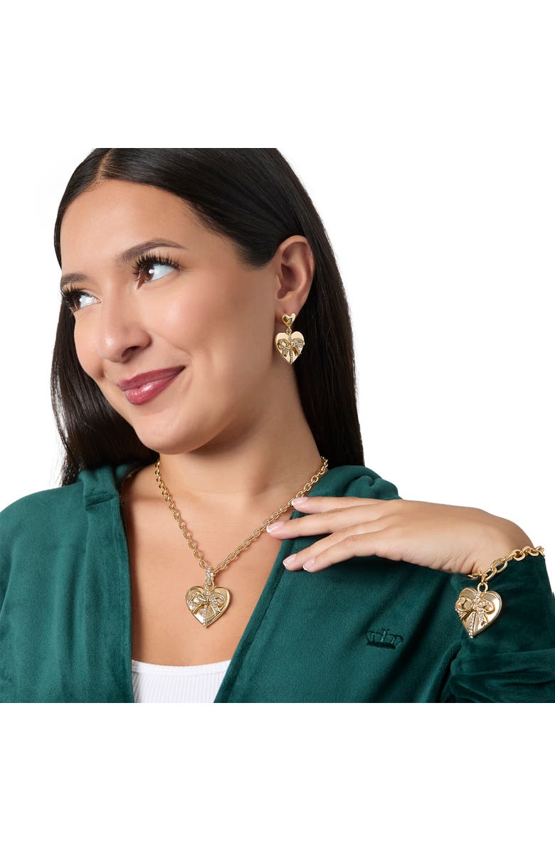 Juicy Couture Gold-Tone Heart Charm Necklace - 18 +2", Alternate, color, Gold Tone