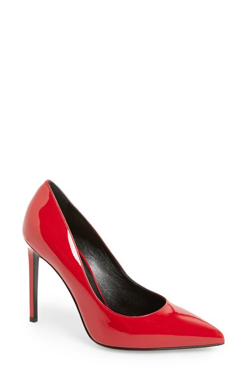 Saint Laurent 'paris Skinny' Pointy Toe Pump In Red
