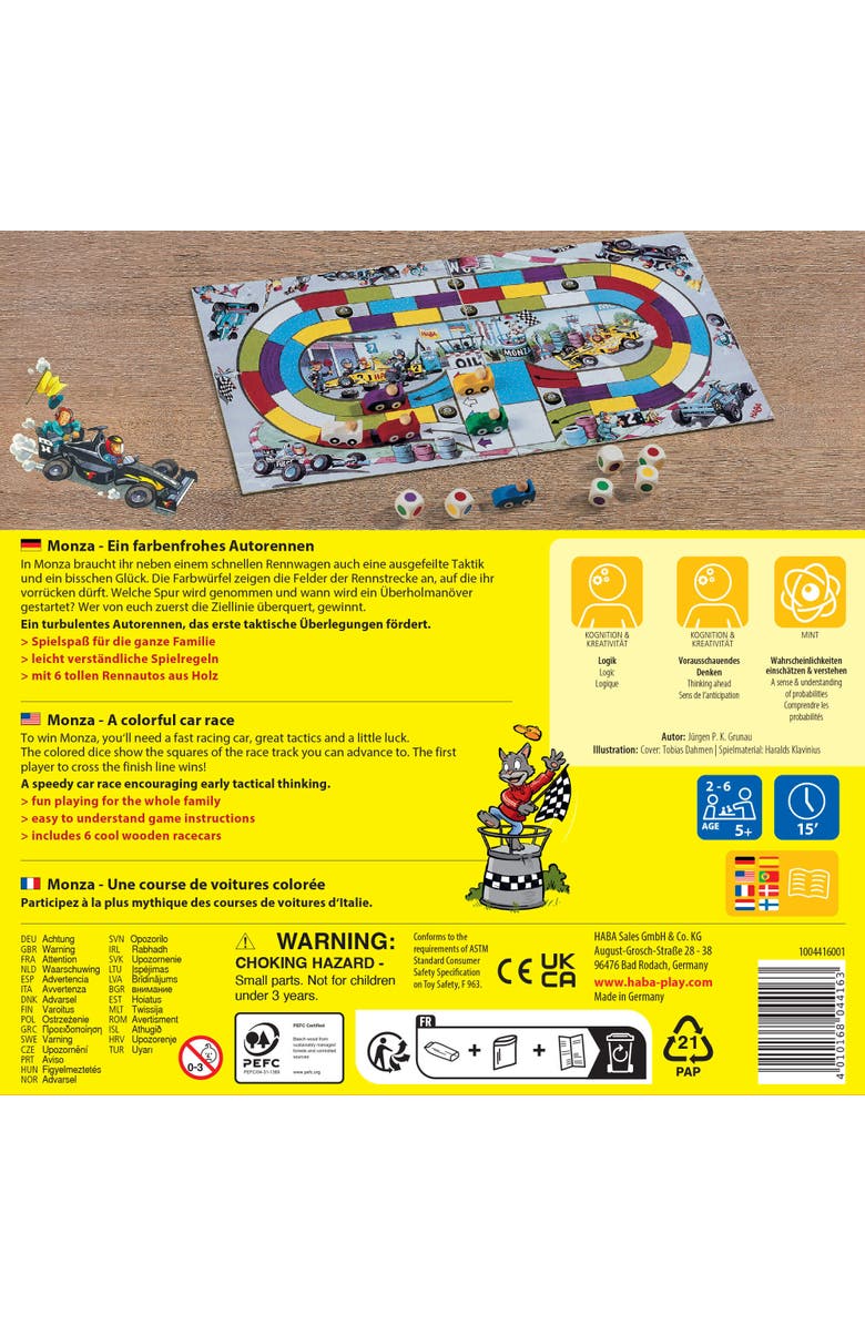 HABA Monza - Car Racing Games & Beginner's Board Game, Engaging Family Games for Kids and Adults Ages 5+, Alternate, color,