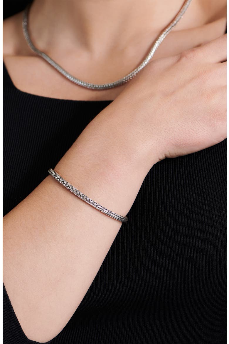Gender Inclusive Sterling Silver Foxtail Round 4mm Chain Bracelet, Alternate, color, SILVER