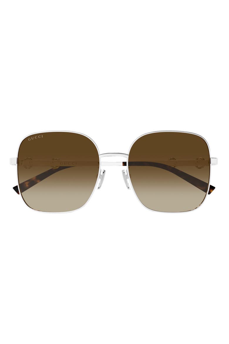 58mm Gradient Rectangular Sunglasses, Main, color, SILVER