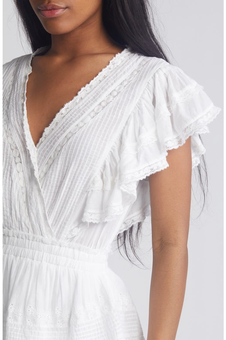 Gwen Ruffle Cotton Eyelet Minidress, Alternate, color, WHITE