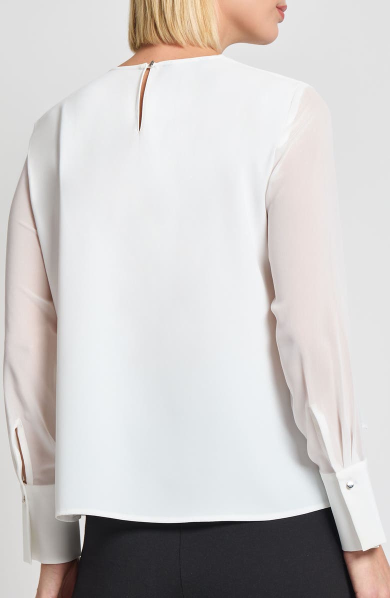 Misook Heritage Fit Chiffon Overlay Shirt, Alternate, color, White