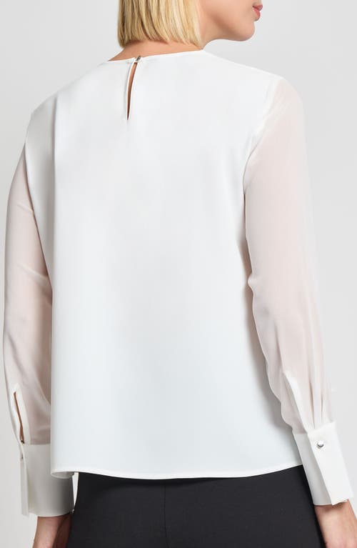Misook Heritage Fit Chiffon Overlay Shirt In White